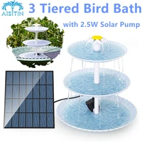 aisitin 3 tiered bird bath with 2 5w solar pump diy solar fountain detachable and suitable for bird bath garden decoration