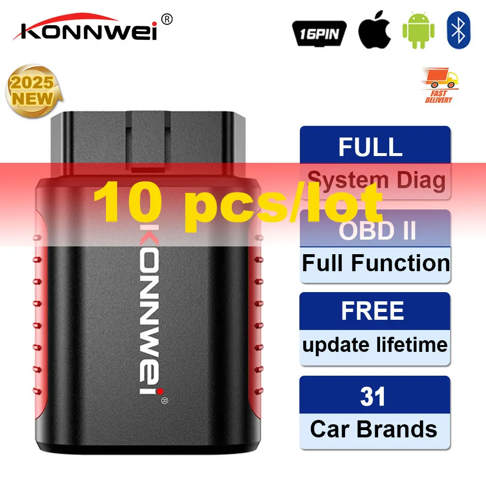 

10 шт. KONNWEI KDIAG BT полная система автоматический диагностический инструмент масло сброс аккумулятор соответствие сбросы автомобильный сканер считыватель кодов пожизненный бесплатно