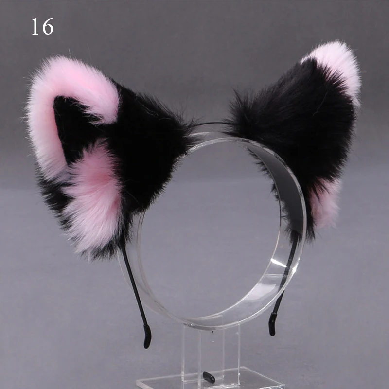 

Lolita Faux Fur Headband Furry Animal Cat Ears Plush Fox Ear Head Hoop Bezel Hairbands Hair Hoop Handmade Hair Accessories Cute