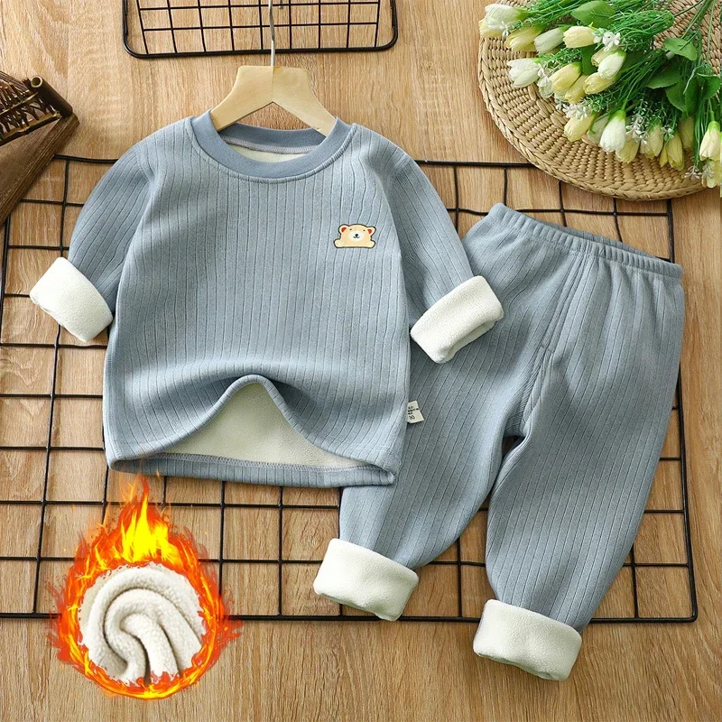 Детский пижамный комплект из 2 предметов милый осенне-зимний костюм для девочек