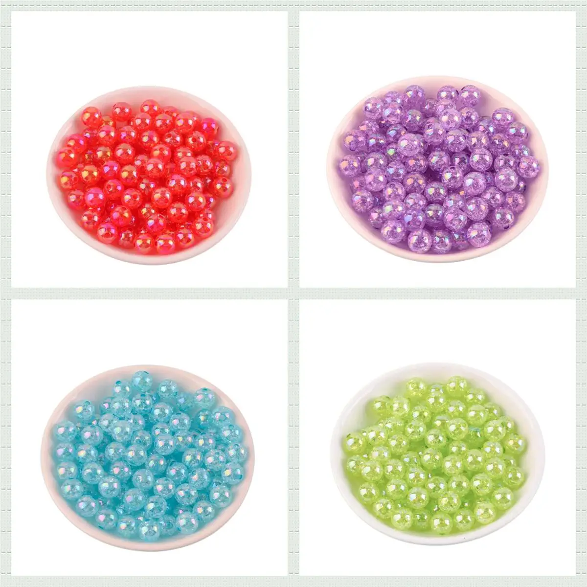 

Perforated transparent crack beads AB color straight hole popping beads loose beads plastic beads DIY handmade bead accessories