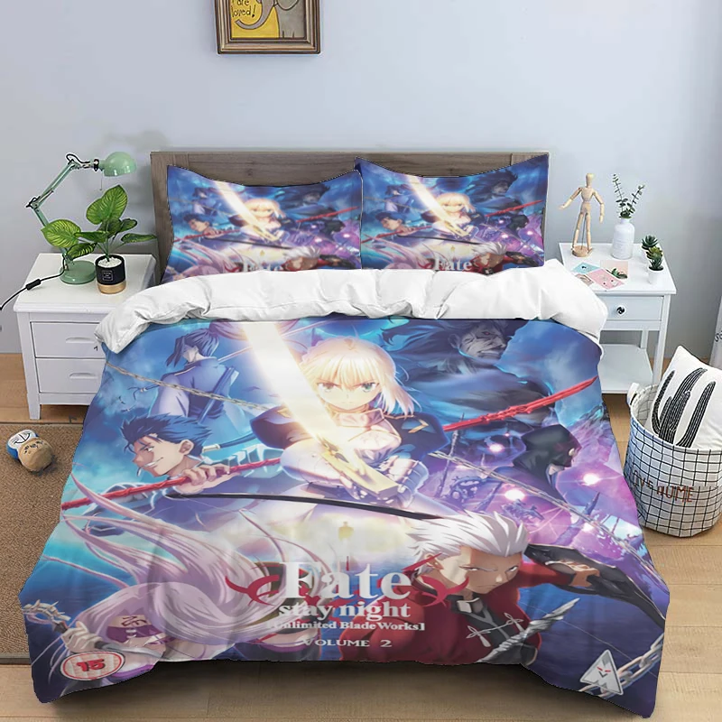 

Fate/stay Night HD Print Three Piece Bedding Set Fashion Article Children or Adults for Beds Quilt Covers Pillowcases Gift
