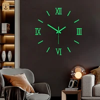 3droman numeral wall clock luminous frameless wall clocksilent digital clock wall stickerliving room office wall decor sticker