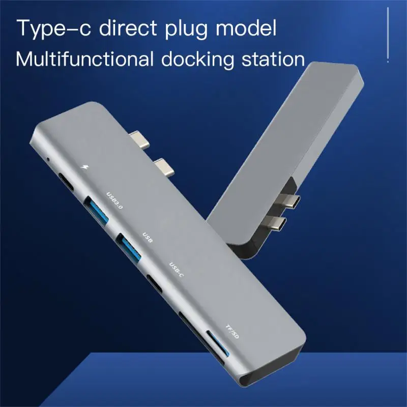 

USB-хаб RYRA 7 в 1, совместимый адаптер Type C-HDMI, 4K Thunderbolt 3, USB 3,0, кардридер TF, SD, слот PD для MacBook