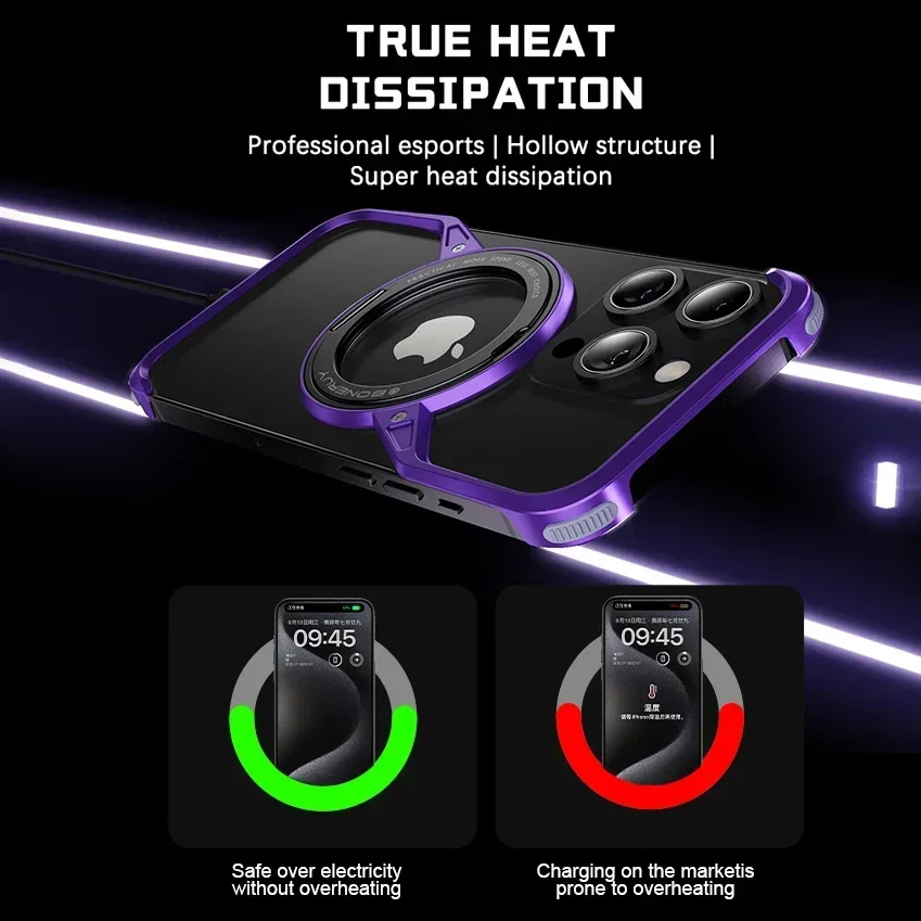 Металлический чехол для телефона Magsafe iPhone 14 15 16 Pro Max 15Pro 16Pro вращающаяся на 360 °