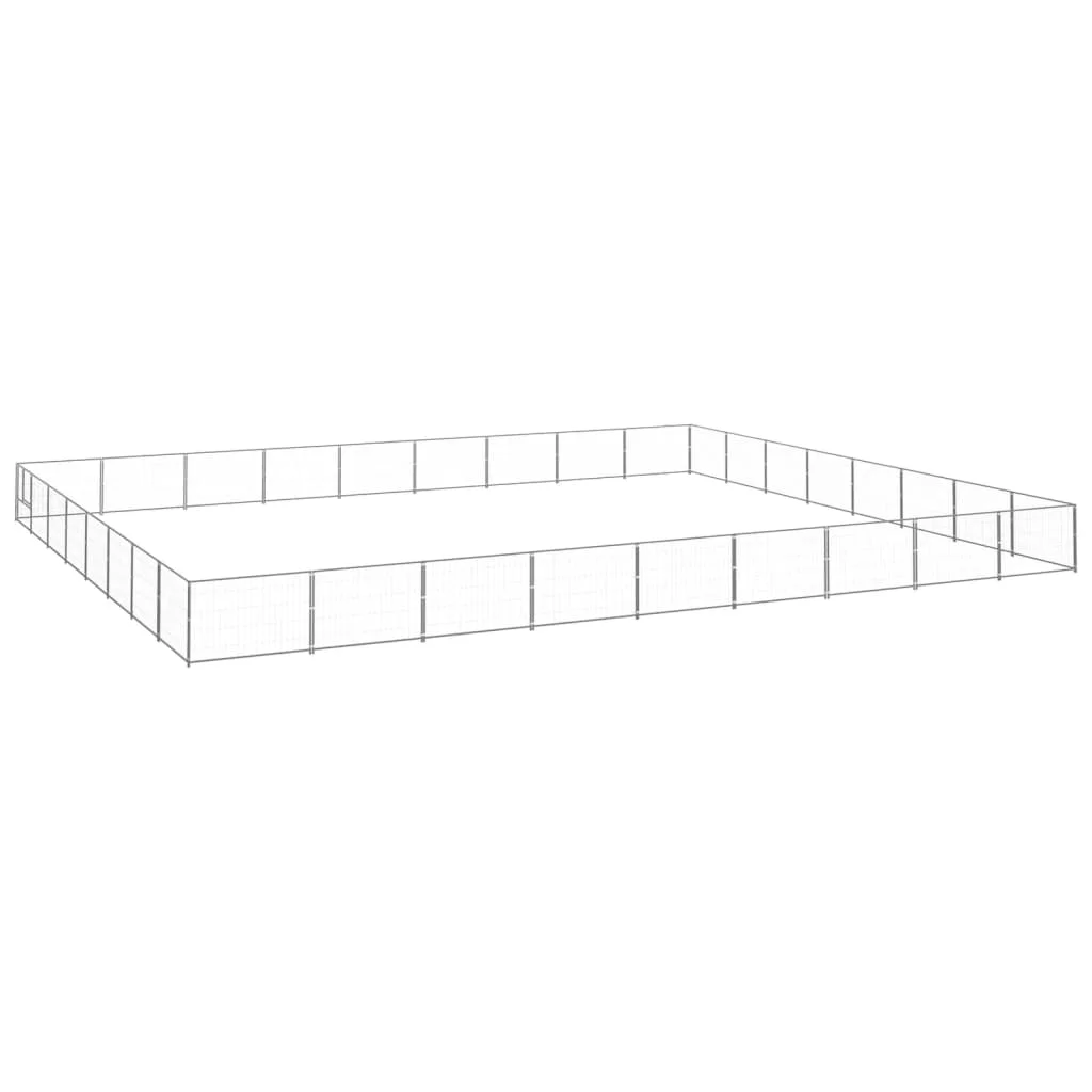 

Dog Kennel, Pet Supplies Dog Runs, Silver 72 m² Steel A