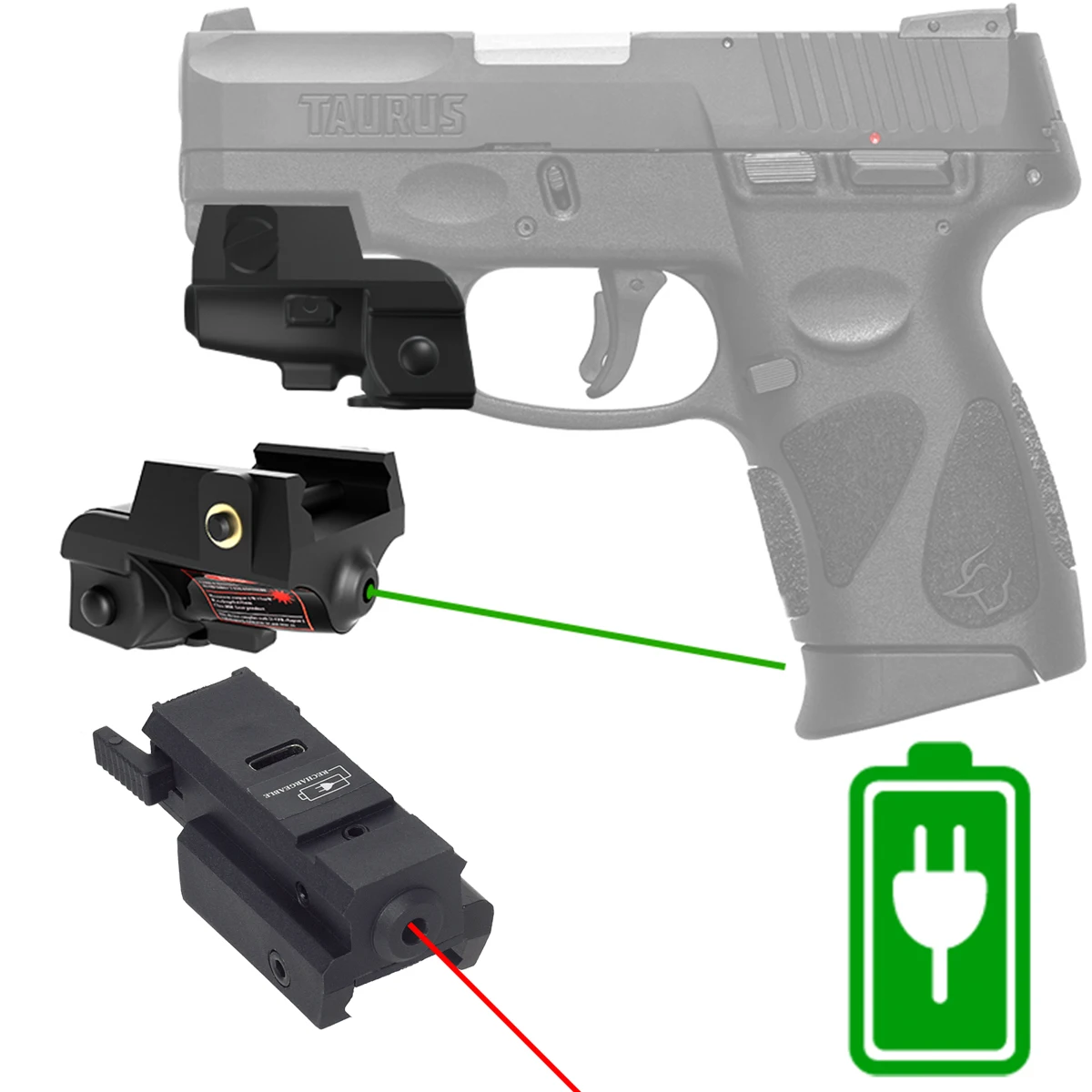 Тактический перезаряжаемый пистолет Glock 17 18c 19 зеленый лазерный прицел