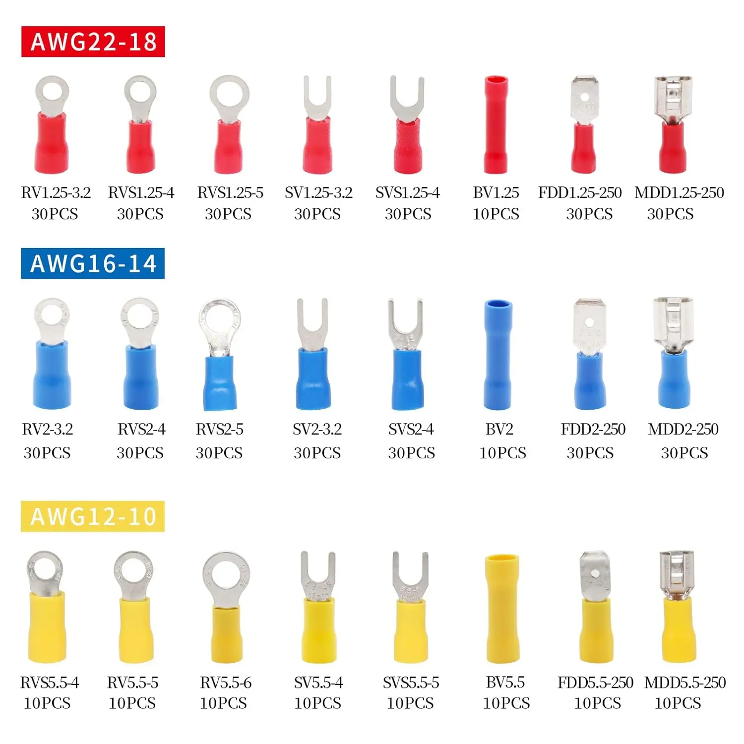 Изолированные клеммы для проводов набор наконечников обжимные кабельные