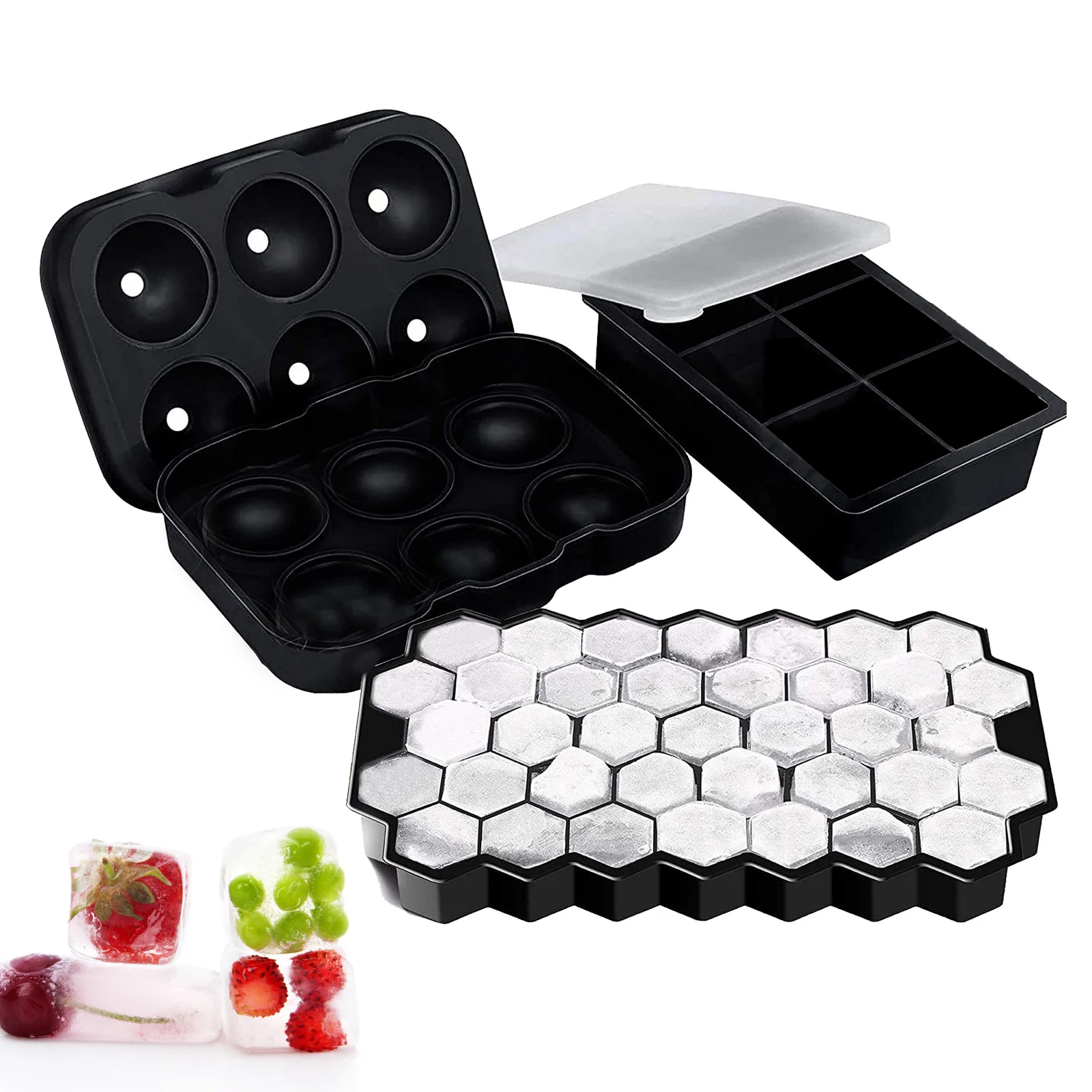 

Форма для льда, 3 шт., круглая квадратная форма для льда, лоток для морозильной камеры, для охлаждения виски, вина, инструменты для охлаждения