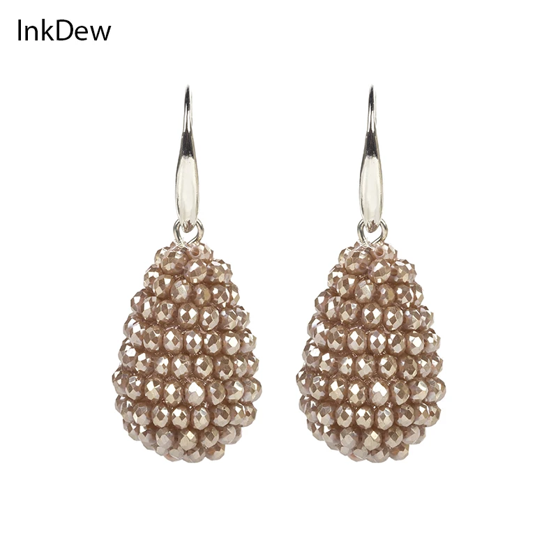 

Женские серьги-подвески INKDEW, разноцветные большие серьги ручной работы, украшенные бисером, с кристаллами, в стиле бохо