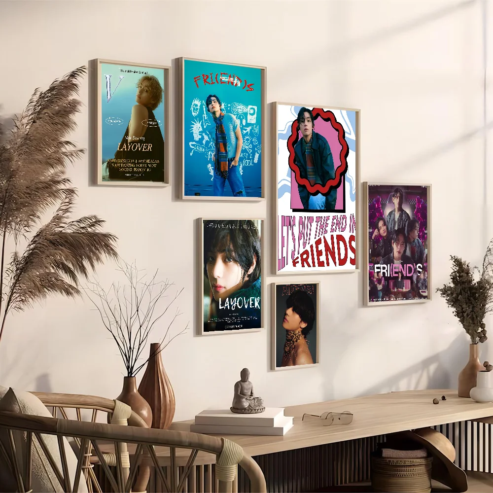 K-Kim Tae H-Hyung V аниме постеры липкие HD качество настенные искусства ретро для дома