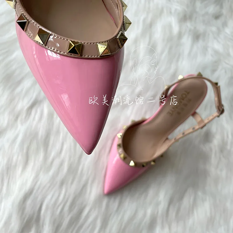 Бесплатная доставка новинка 2023 стильные розовые блестящие кожаные