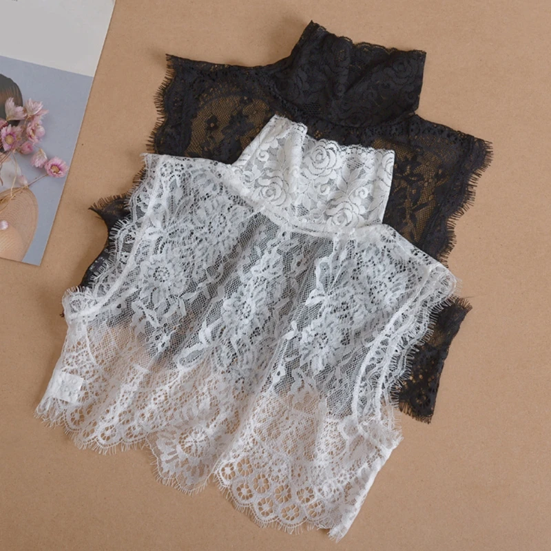 

Artsy Collar Women's White Hollowing-Out Lace Floral Fake Collar False Collar for Summer Dress Wedding Dress Accessory