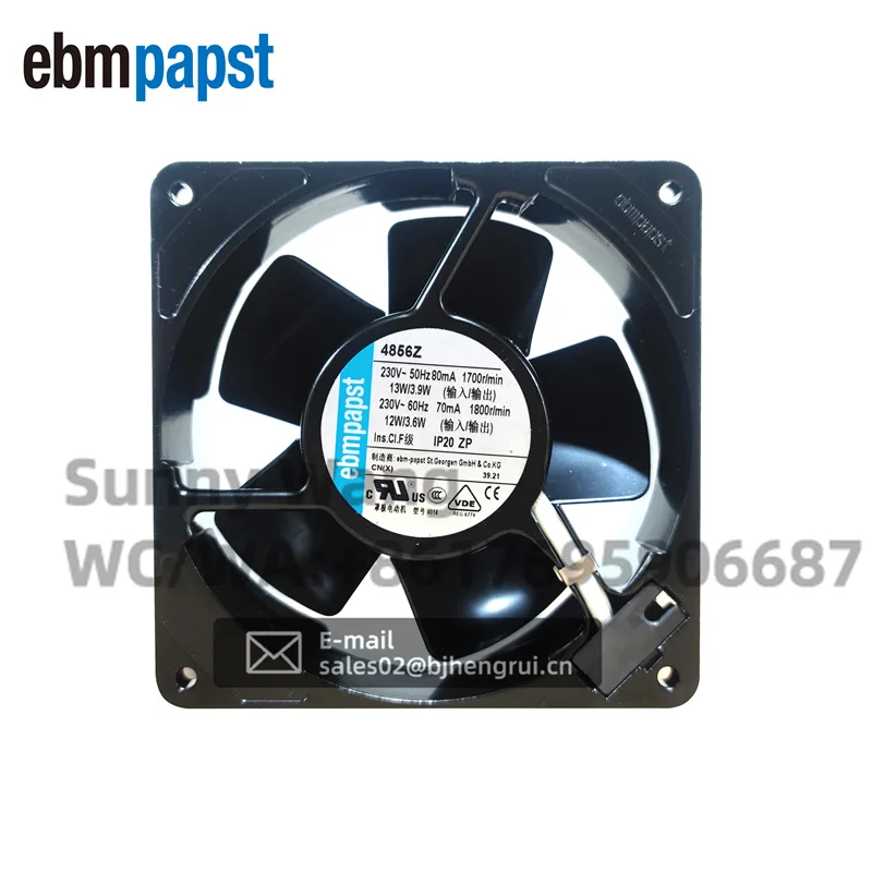 Фото Вентилятор осевой ebmpapst 4856Z 12038 230В AC 50Гц 4.0А 13Вт 100м³/ч 1700об/мин с шарикоподшипником для охлаждения шкафов управления и корпусов №1