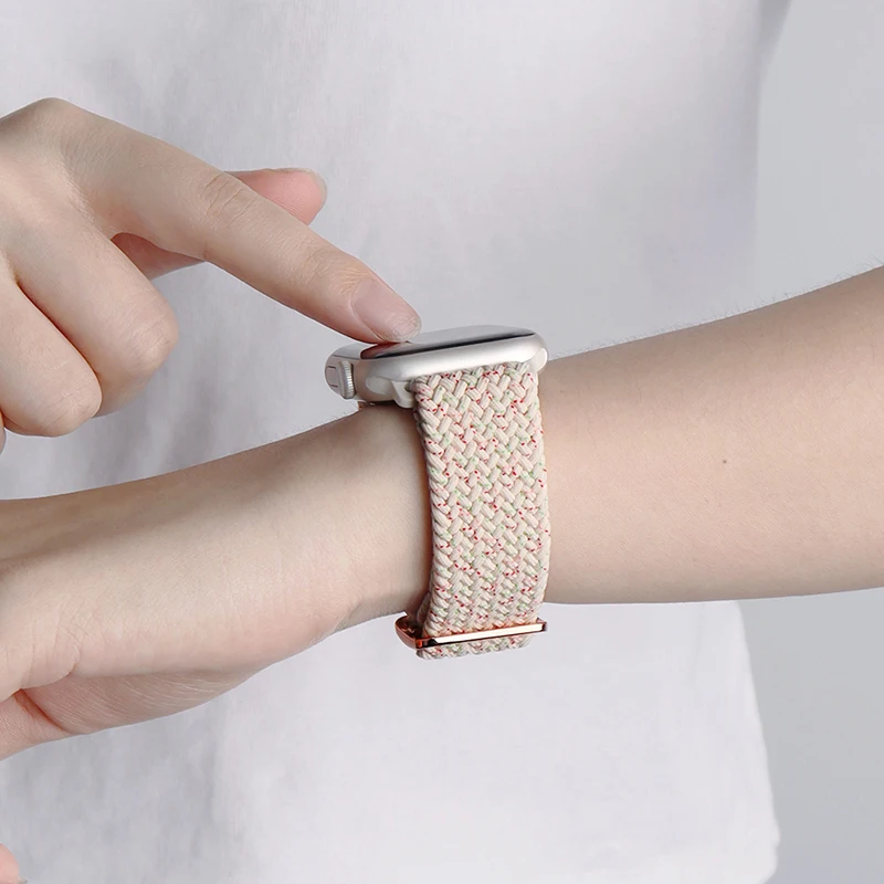 44mm Braided Loop Strap For Apple Series 6 7 8 Smart Watch X8 XS8 Max Breathable Smartwatch WristBelt T500 Plus I7 W27 T900 Pro