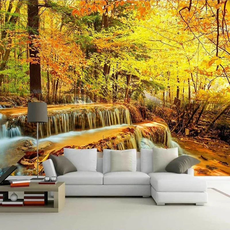 

Custom 3D Photo Wallpaper Waterfall Flowing Water Forest Landscape Mural Wall Painting Living Room Non-woven Embossed Wall Paper