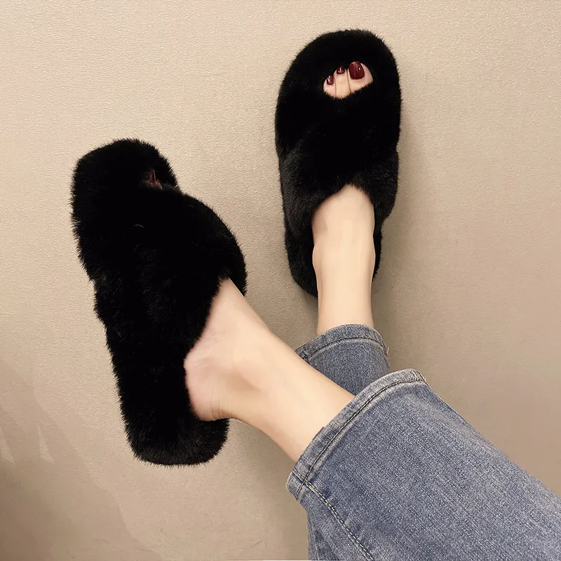 

Шлепанцы женские из флока, мягкие тапочки на платформе, роскошные дизайнерские римские тапки на плоской подошве, резина, 2022