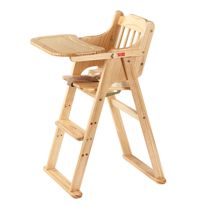Baby Dining Chair Solid Wood Multi-functional Folding Portable Seat Baby Dining Table Chair Hotel BB Stool Adjustment