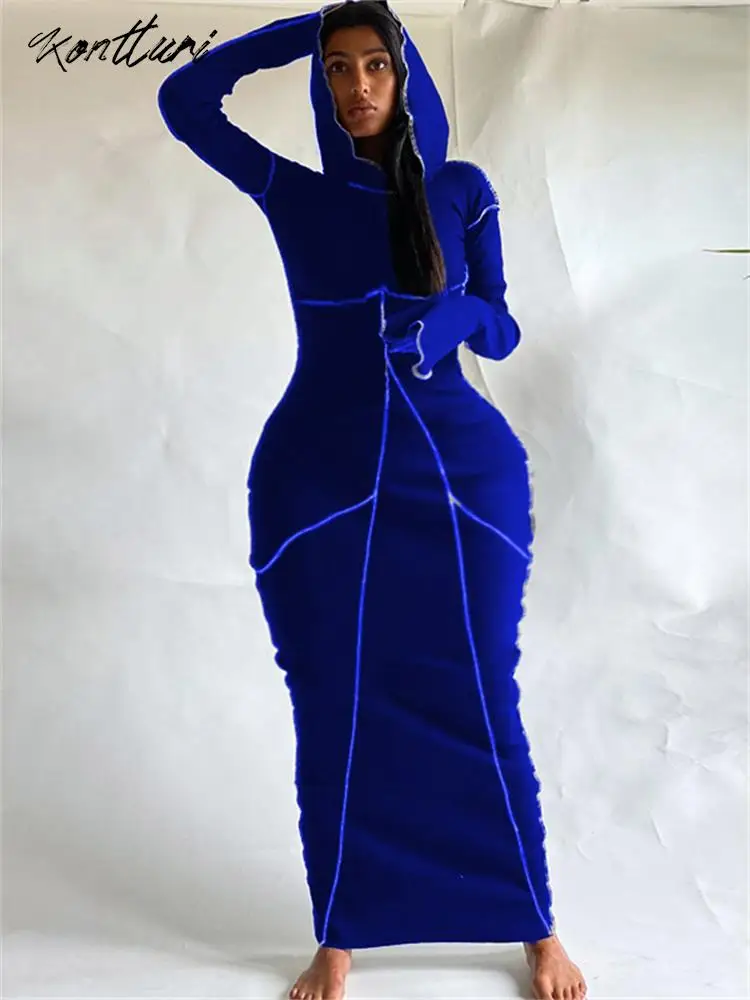 Kontturi Осенние повседневные облегающие лоскутные платья для женщин 2023 платье с