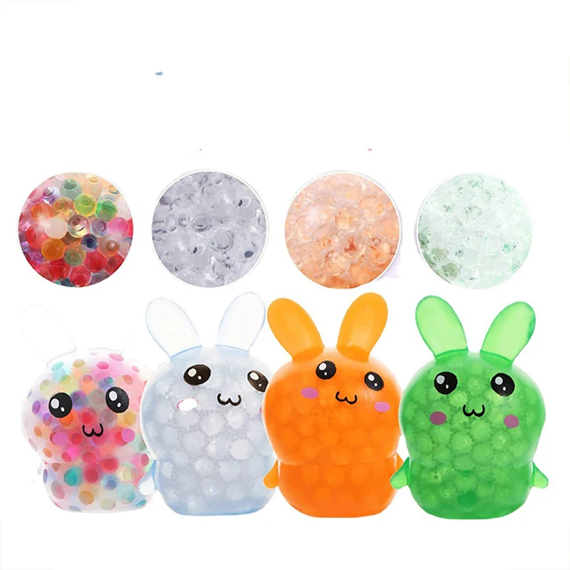 

Funny Easter Rabbit Bead Stress Toy Squeezable Soft Sensory Adult Squeeze Ball Child Decompression Cartoon Fidget Toys Kids Giif