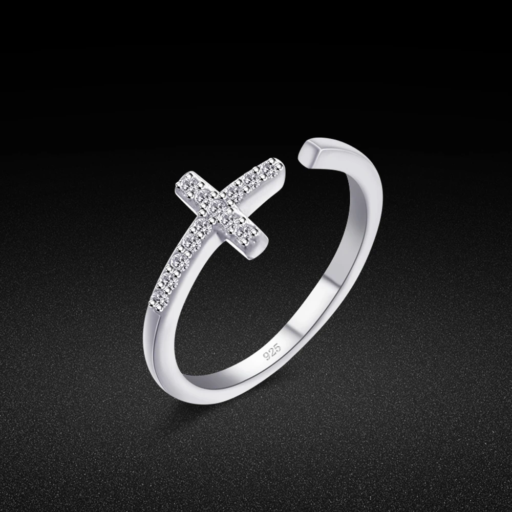

Minimalist 925 Sterling Silver Cross Line Fashion Clear CZ Rings For Women Luxury Jewelry Wedding Accessories Cocktail Party