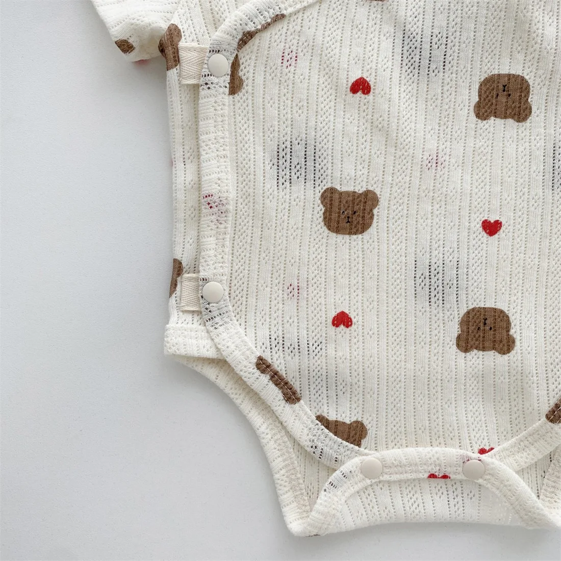 2022 Summer New Baby Short Sleeve Bodysuit + Hat Cute Animal Print Newborn Infant Clothes Toddler Boy Bear Jumpsuit Girls Bunny