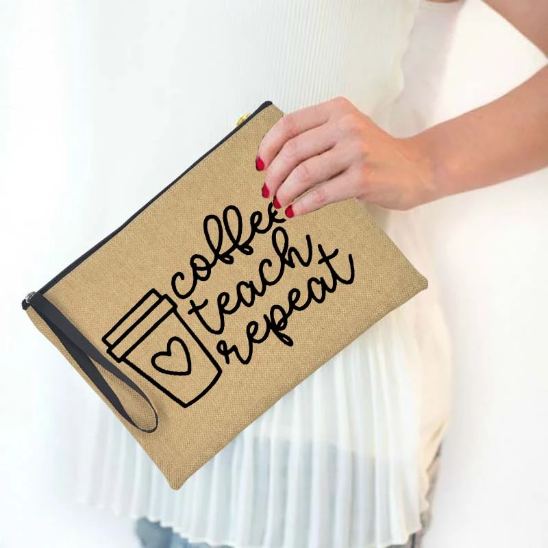 

Coffee Teacher Repeat Wallet Women Wallets Large Purse Fashion Handbag Shopping Coin Purse Card Holder Tote Makeup Bag Best Gift
