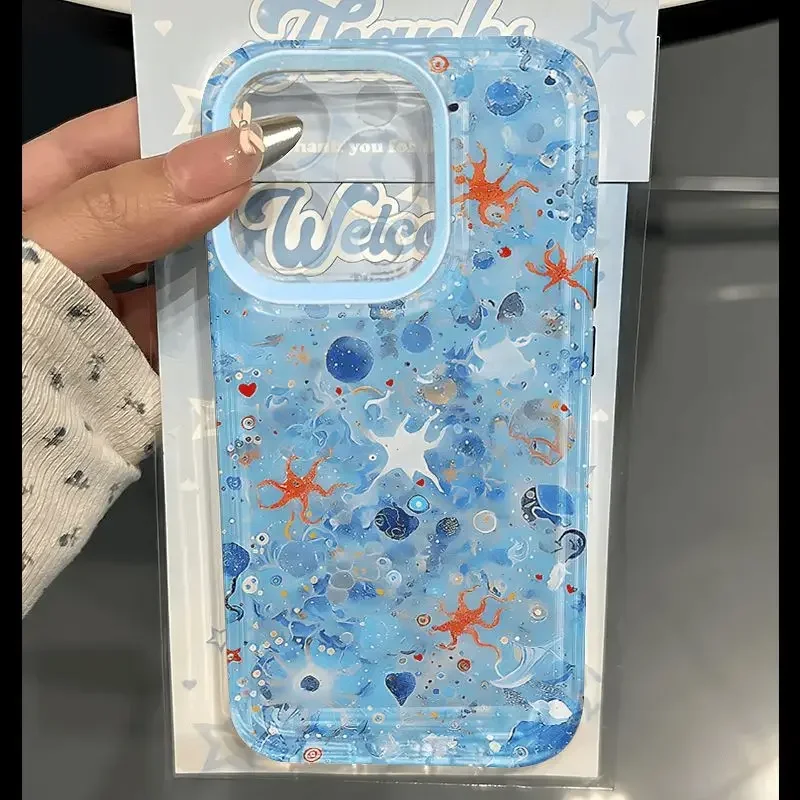 Роскошный прозрачный космический чехол Y2K Summer Ocean для Vivo Y03 Y17 Y17S Y19 Y28 Y36 Y52S Y73S Y75 Y78