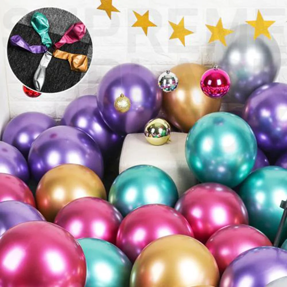 

100Pcs Balloons Thick Chrome Metallic 12In Mix Colour Home Decor For Bridal Shower Baby Shower Birthday Party Engagement Party