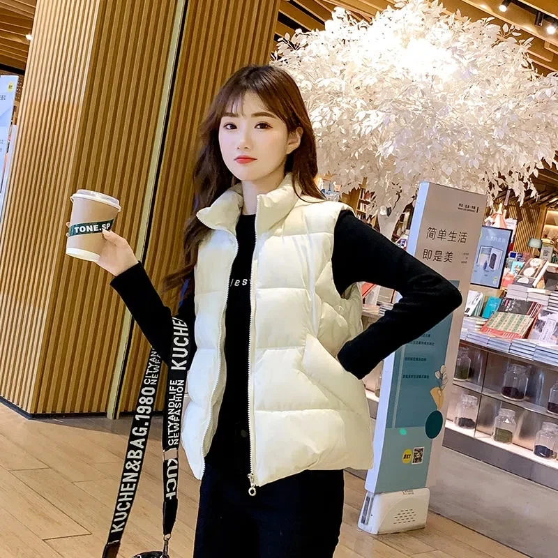 

New Autumn Winter Women's Vest Loose Short Down Cotton Vest Waistcoat Coat Women Casual Sleeveless Jacket Feminino Chaleco Mujer