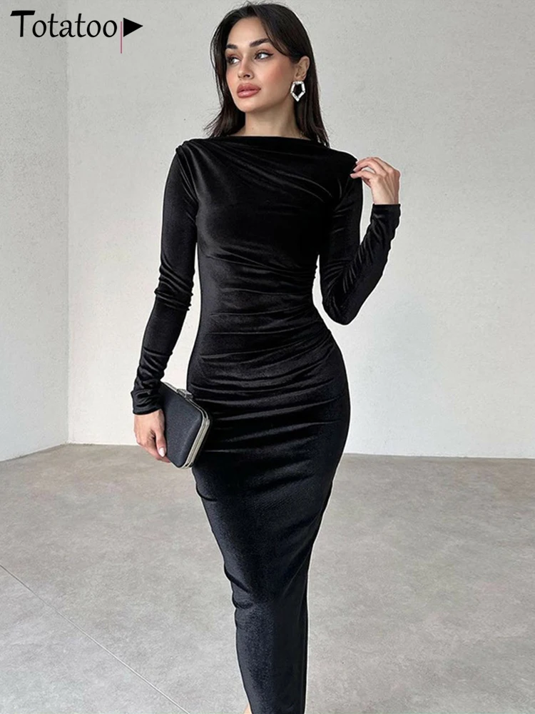 Винтажное вечернее бархатное платье-карандаш Totatoop для женщин осень-зима 2024