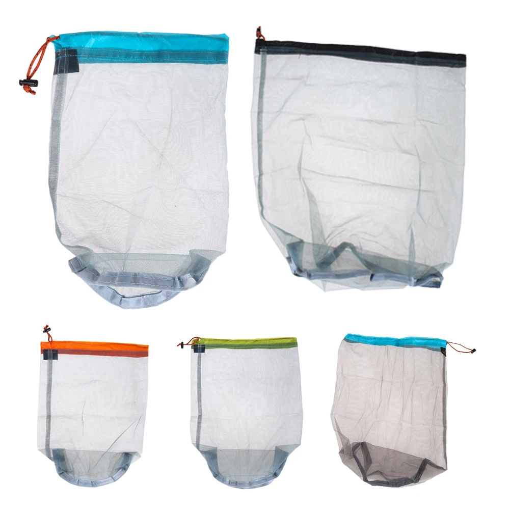 

S~XXL Ultralight Mesh Storage Bag Drawstring Bags High quality Outdoor Stuff Sack Traveling Organizer Hiking Tool