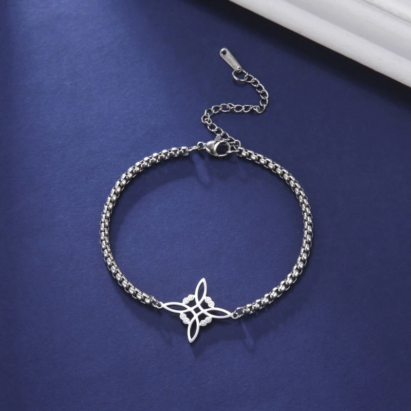 

Women Men Bracelets Witch Knot Shaped Stainless Steel Bracelet Adjustable Bangle