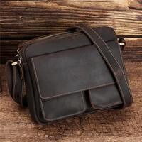 vintage genuine leather messenger bag leather shoulder bag men crossbody bag fashion sling leisure casual bag tote handbag 8820