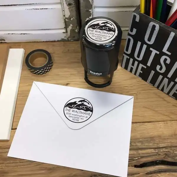 

Personalized Round Self-Inking Rubber Stamp - Dolphins