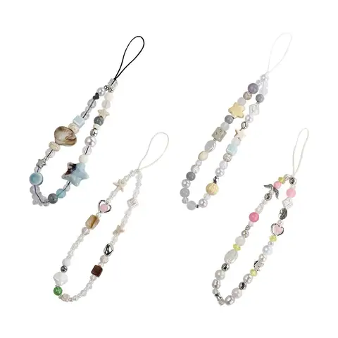 Цепочка для телефона со звездами и жемчугом, подвески для телефона, подвесной шнур, ремешок для телефона, ремешок ручной работы на запястье, мобильный ремешок, подвеска для телефона