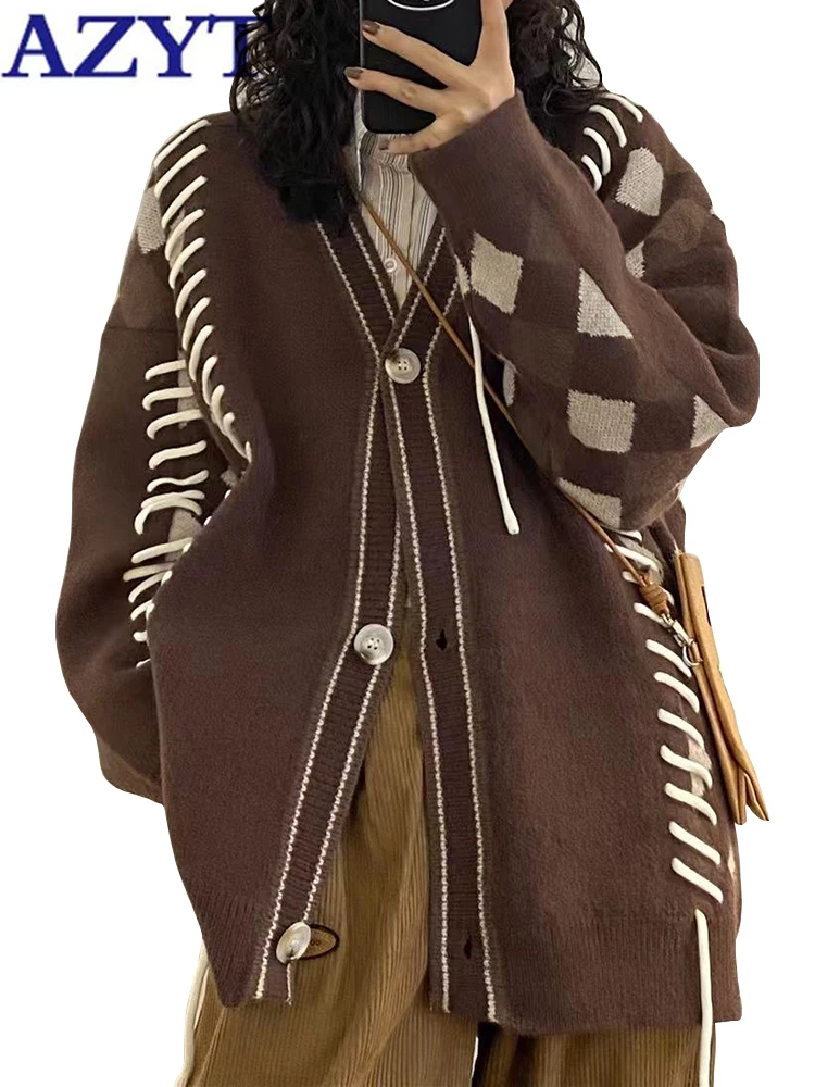 

Женский винтажный кардиган с V-образным вырезом, свободного покроя