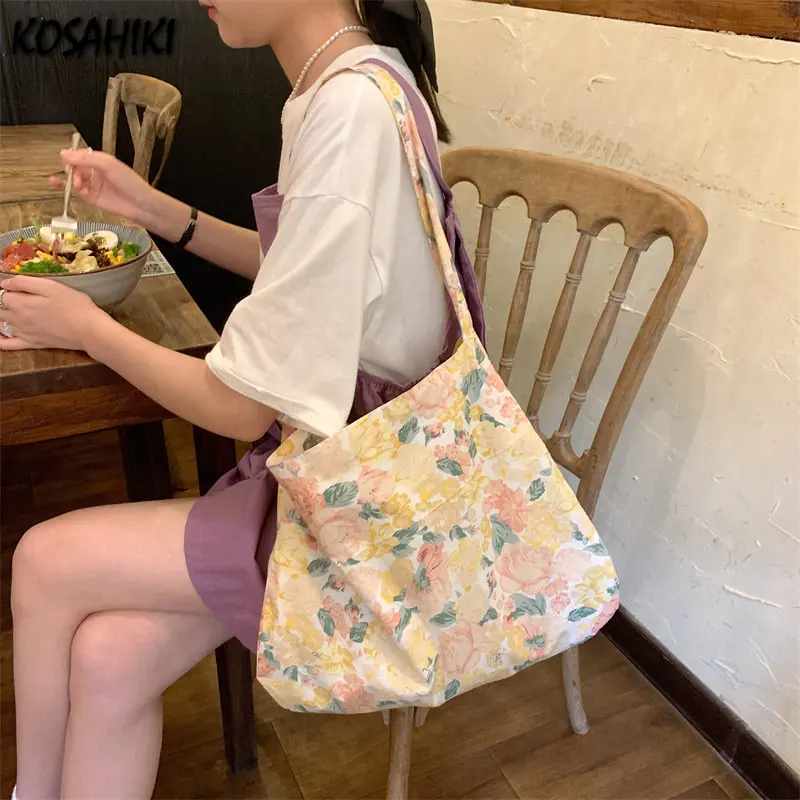Женская сумка-тоут с цветочным принтом милая Повседневная универсальная Сумочка