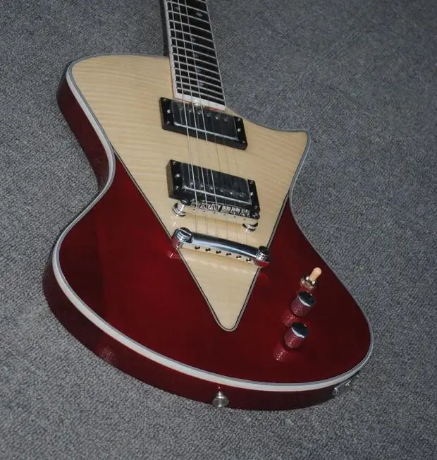 

China Ernie Ball Music Man Armada Divided Natural Red Electric Guitar V-shaped bookmatched Flame Maple Top HH Humbucker Pickups