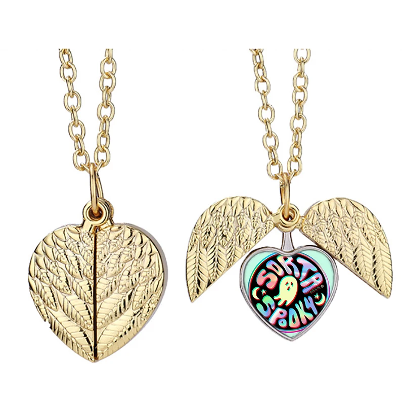 

Holo Sorta жуткая Lrh сердце активное ожерелье с крыльями ангела модные ювелирные изделия