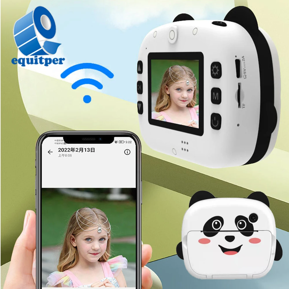 EQUITPER Thermal Print Camera Children's Instant Print Camera HD Sports Camera No Memory Card WIFI printing &DV video HD