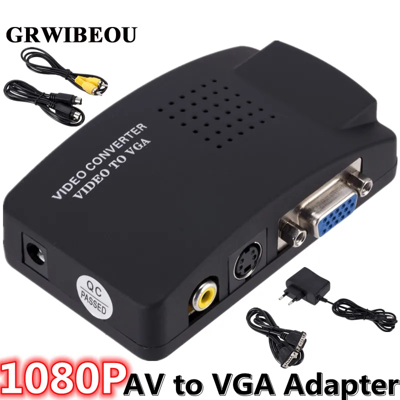 

Переходник с AV на VGA RCA CVBS на VGA, преобразователь для ПК, ноутбука, видео, ТВ, RCA, Композитный S-видео, AV In на ПК, VGA, ЖК-выход, преобразователь, виде...