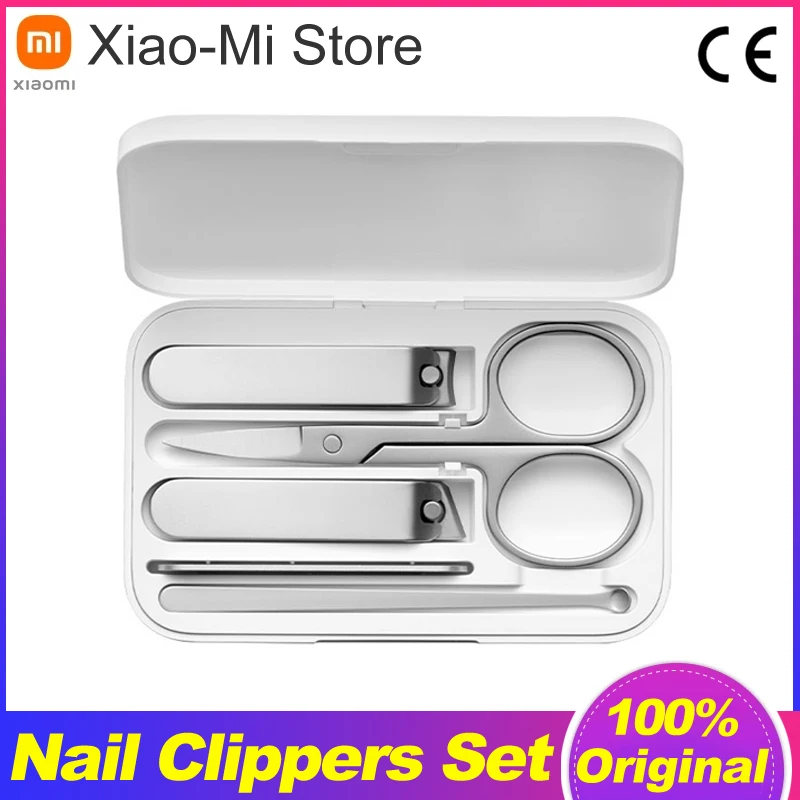 

5pcs Xiaomi Manicure Nail Clipper Stainless Steel Set Trimmer Pedicure Care Clippers Earpick Nail File Professional Beauty Tools