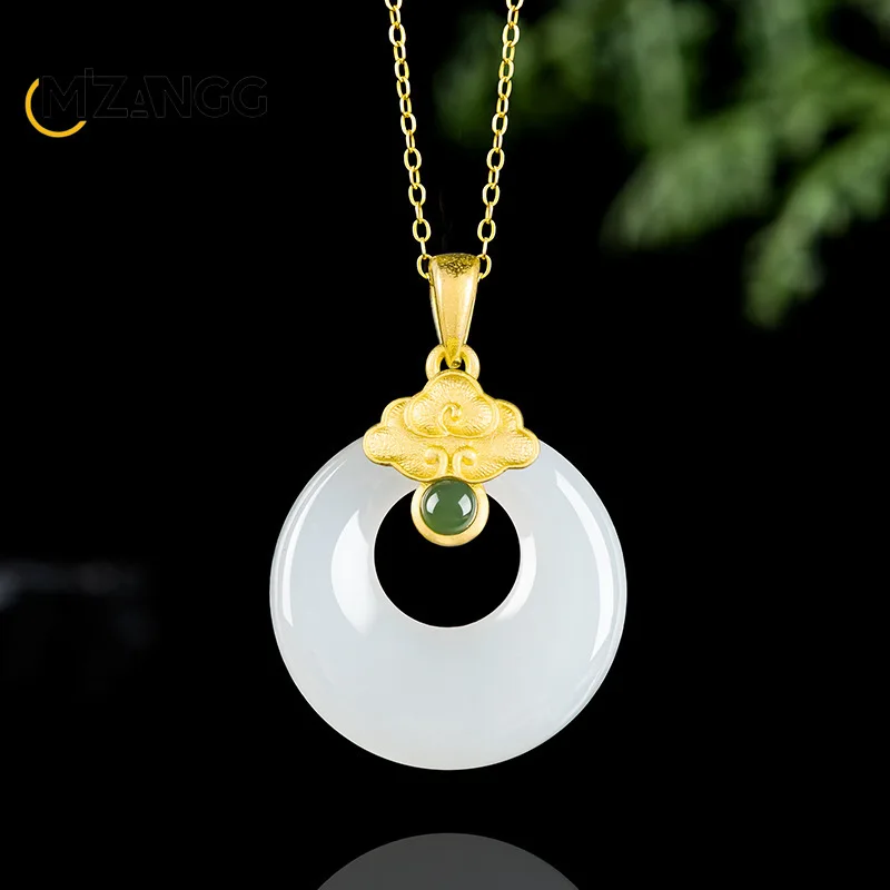 Подвеска из серебра S925 с нефритом Hetian