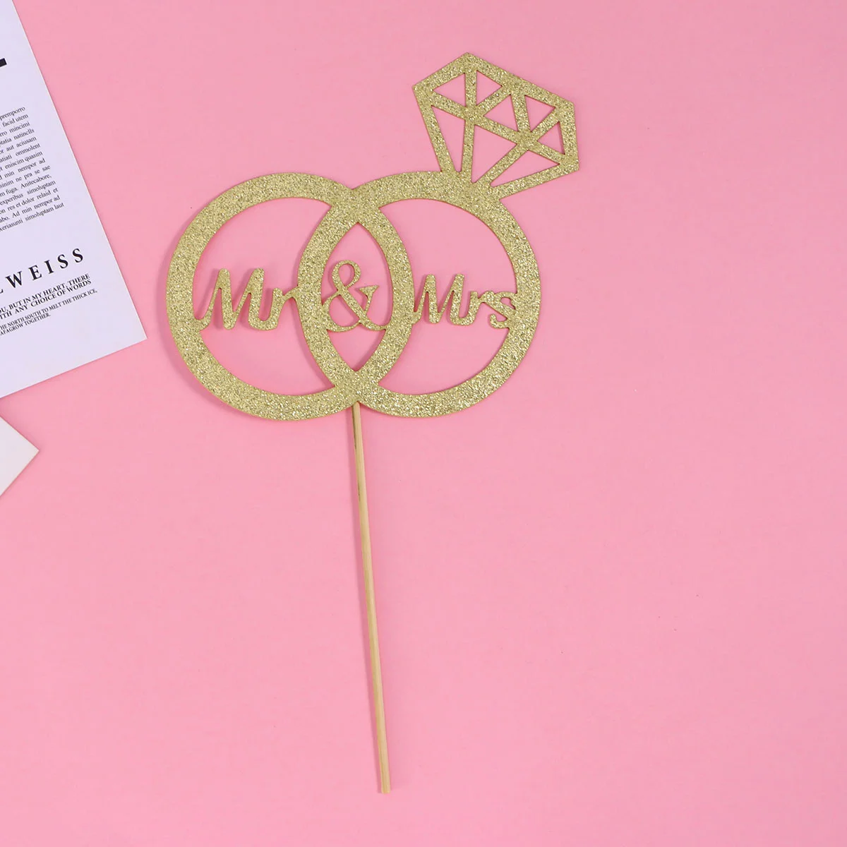 

1 pc Glittering Cake Picks Wedding Cupcake Topper Ring Toppers Cupcake Picks Dessert Toppers Valentines Cake Decoration