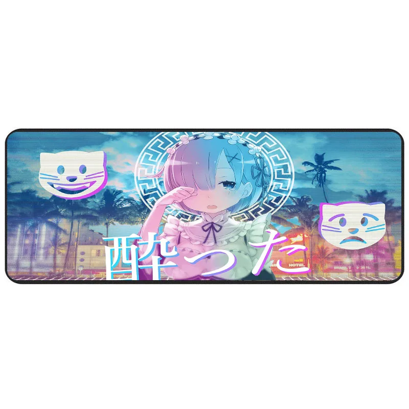 hot sale cute anime girl rem mouse pad 40x90cm neon large mousepads gaming accessoroes laptop gamer waterproof keyboard deskmat free global shipping