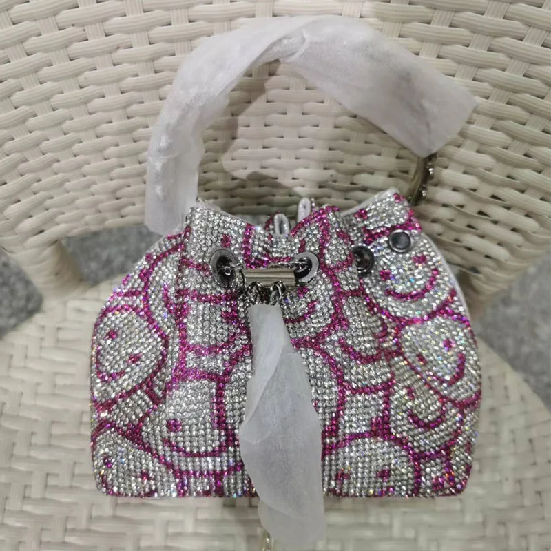 

2023 New Fashion Smiley Face Rhinestone Women's Handbag Full Diamond Crossbody Bag