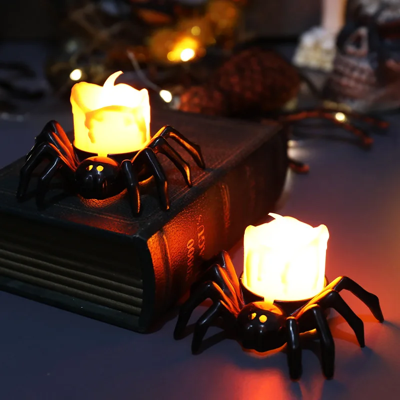 

Halloween Decoration Pumpkin Lamp Props Led Electronic Candle Light Luminescent Spider Small Night Lamp Ornaments