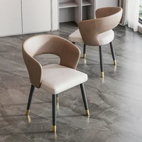 Nordic Metal Legs Dining Chair Modern Wood Low Back Leather Dining Chair Nordic Italian Cadeiras De Jantar Kitchen Furniture