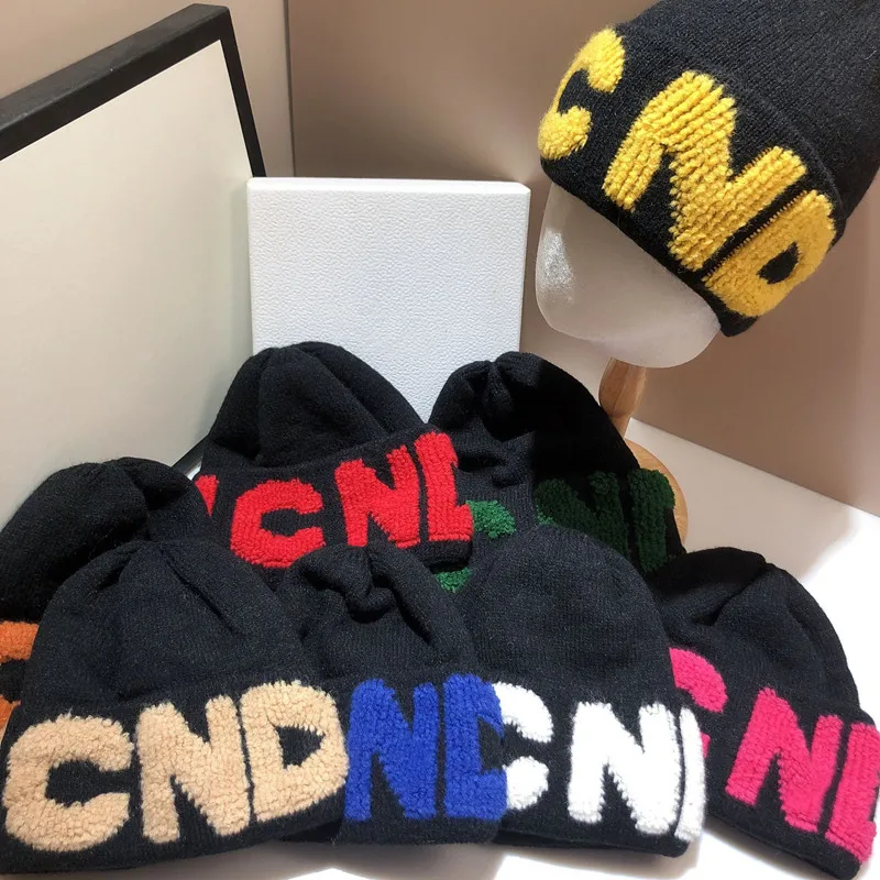 

Winter Warm Towel Embroidered Letter Knitted Hat Fashion Trend Men's and Women's Double Layer Warm Soft Waxy Wool Hat MX0145